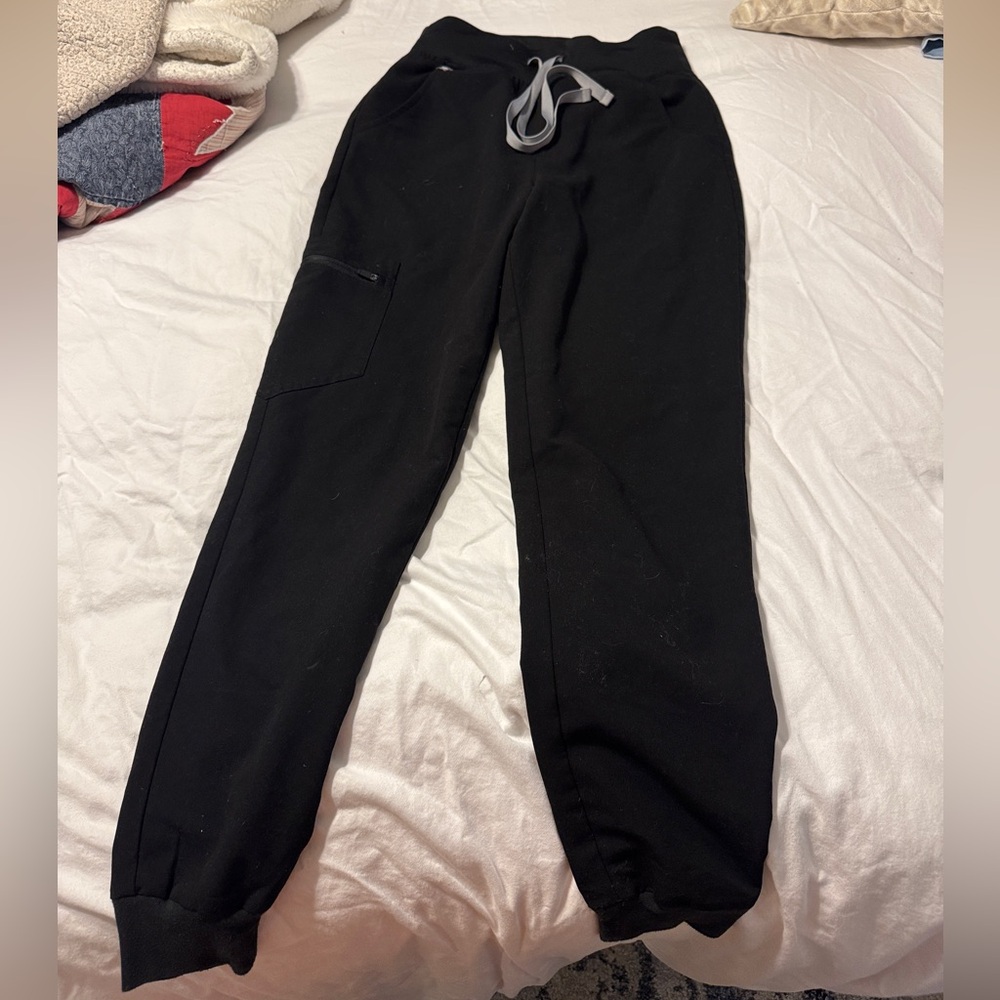 Figs Black Track Pants with Elastic Waistband Size XS